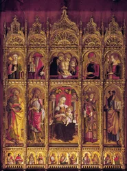Altarbild des St. Emidio, Polyptychon: Die Pieta und die Jungfrau mit Kind zwischen den Heiligen, ca. 1430-95